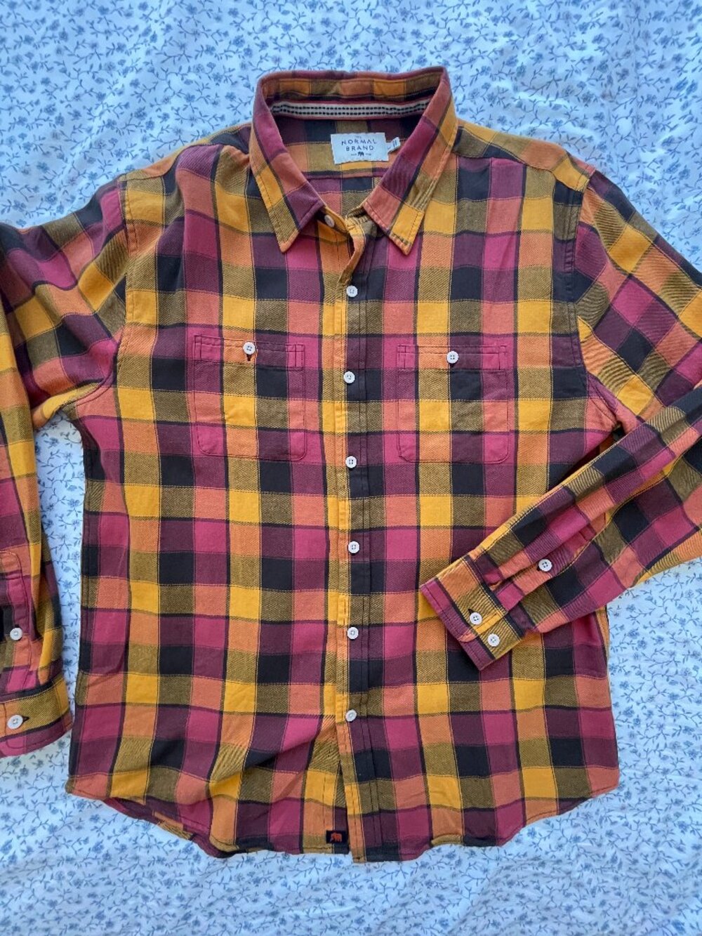 LIKE NEW The Normal Brand Jackson Button-up - LARGE - Yellow & Red